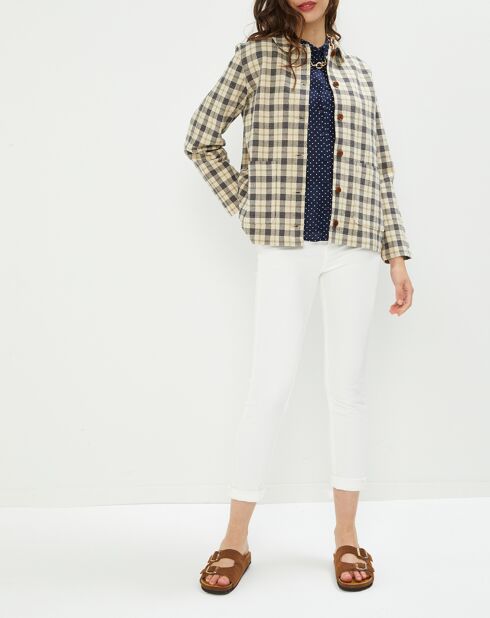 Veste surchemise Lois à carreaux écrue