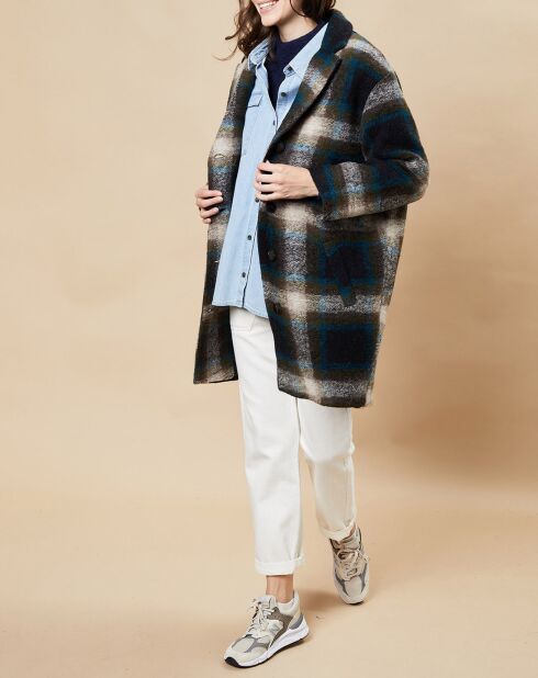 Manteau en Laine mélangée Sven à carreaux lagon