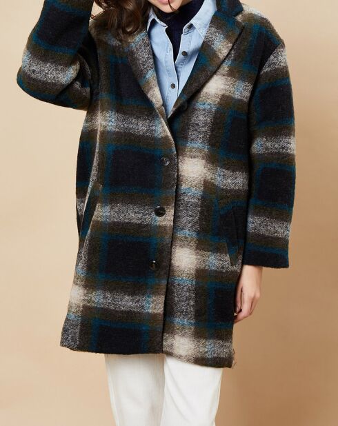 Manteau en Laine mélangée Sven à carreaux lagon