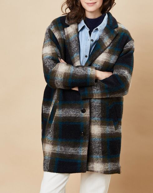 Manteau en Laine mélangée Sven à carreaux lagon