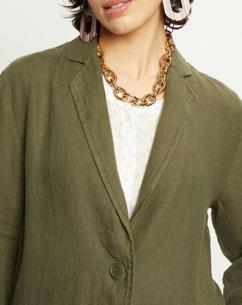 Manteau léger 100% Lin Charley militaire