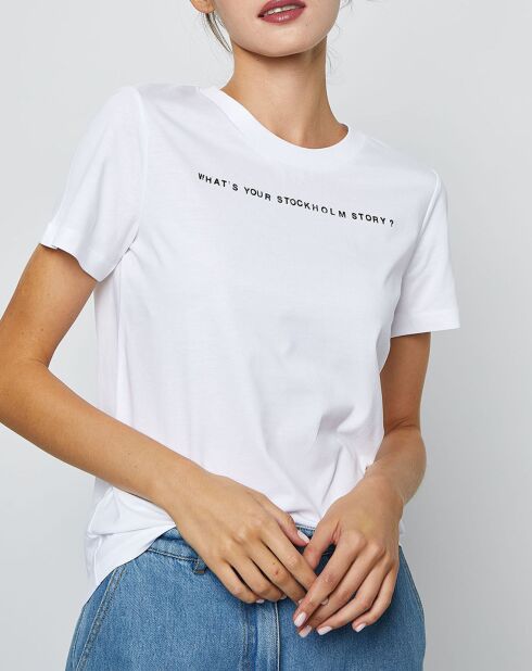 T-Shirt en Coton inscription Stockholm blanc