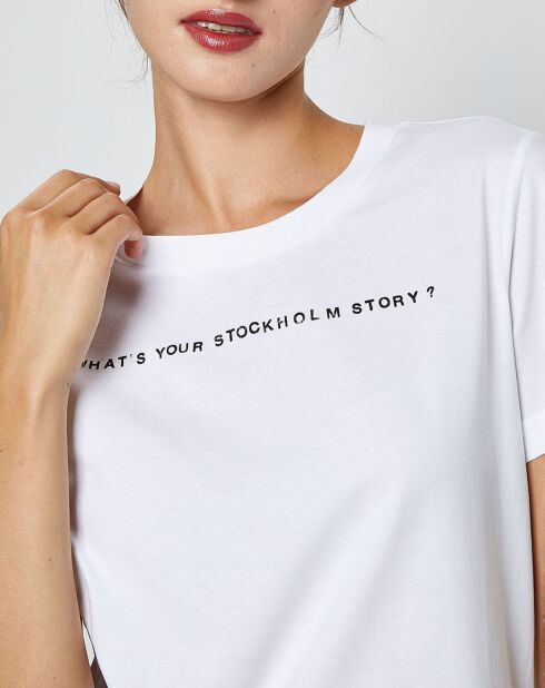 T-Shirt en Coton inscription Stockholm blanc