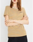 T-Shirt en Coton à rayures marron/blanc