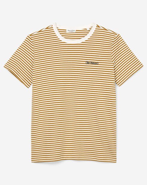 T-Shirt en Coton à rayures marron/blanc