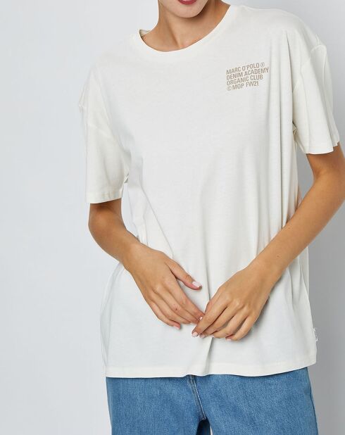 T-Shirt en Coton inscription poitrine écru