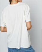 T-Shirt en Coton inscription poitrine écru