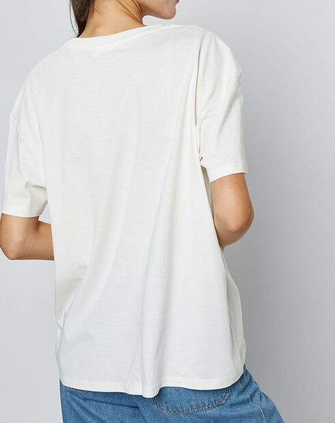 T-Shirt en Coton inscription poitrine écru