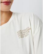 T-Shirt en Coton inscription poitrine écru