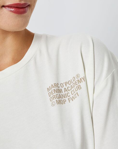T-Shirt en Coton inscription poitrine écru