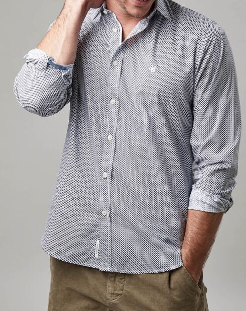 Chemise Print Allover Rf blanc/bleu