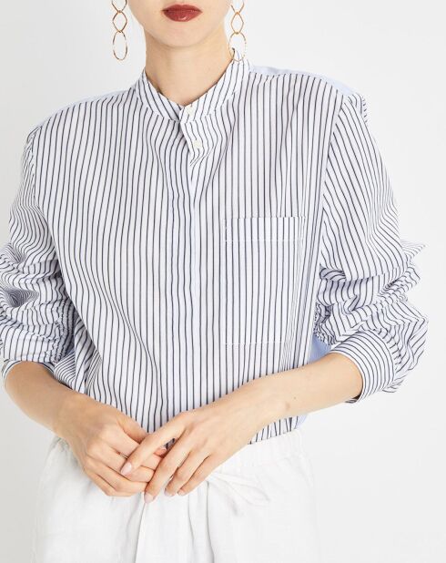 Chemise multi rayures blanc/bleu