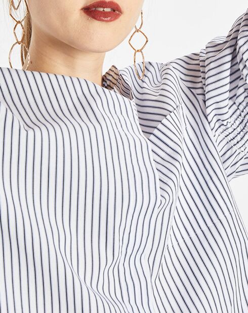 Chemise multi rayures blanc/bleu