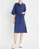 Robe Chemise 100% Lin Mid bleu moyen