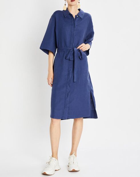 Robe Chemise 100% Lin Mid bleu moyen