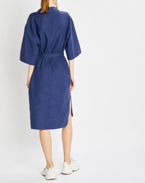 Robe Chemise 100% Lin Mid bleu moyen