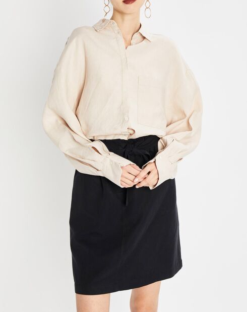 Chemise 100% Lin manches longues Poche beige
