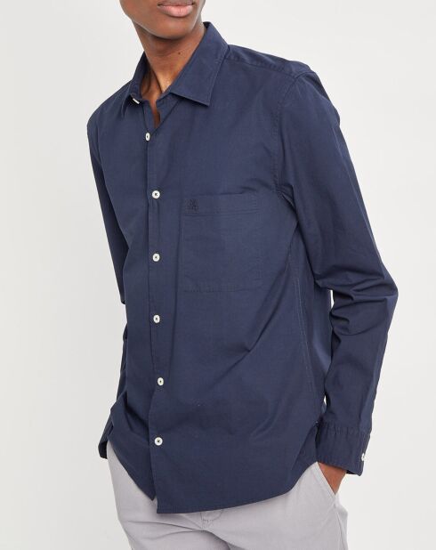 Chemise manches longues Poplin Sf Poche bleu marine