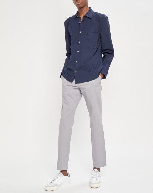 Chemise manches longues Poplin Sf Poche bleu marine