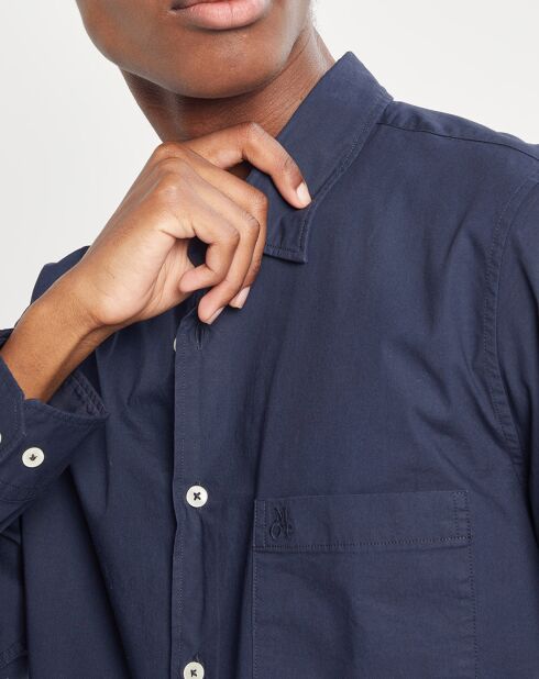 Chemise manches longues Poplin Sf Poche bleu marine