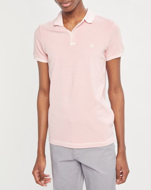 Hellrosafarbenes Piqué SF Kurzarm-Poloshirt