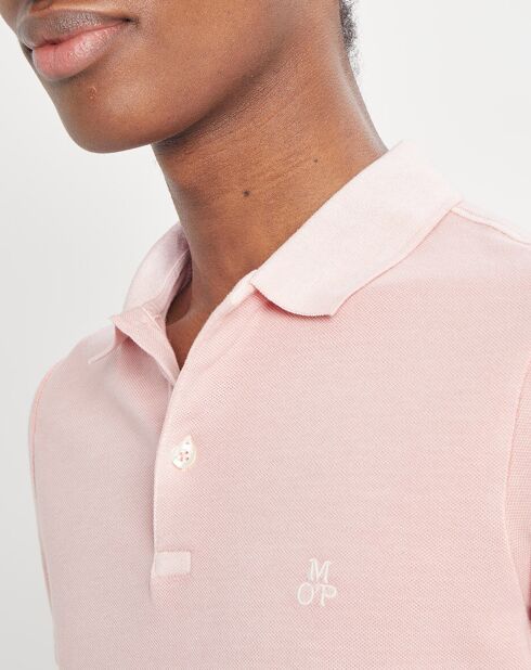 Hellrosafarbenes Piqué SF Kurzarm-Poloshirt