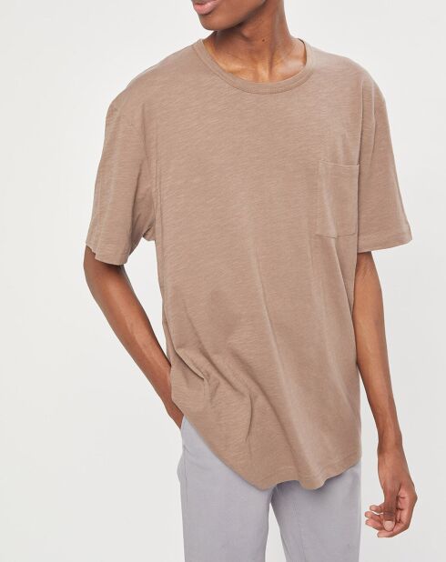 T-Shirt manches courtes Flamme Poche camel