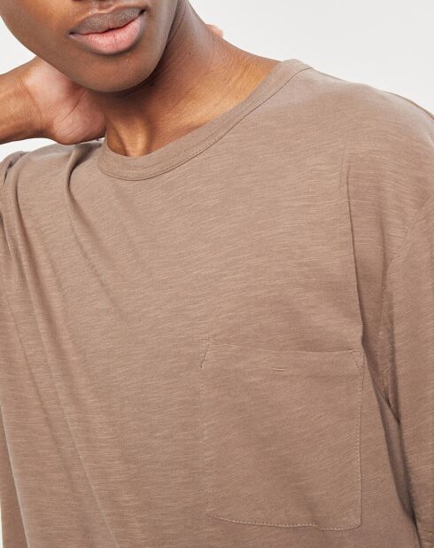 T-Shirt manches courtes Flamme Poche camel