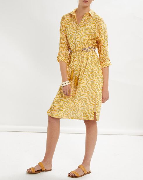 Zaïre amberkleurige hemdjurk met zebra