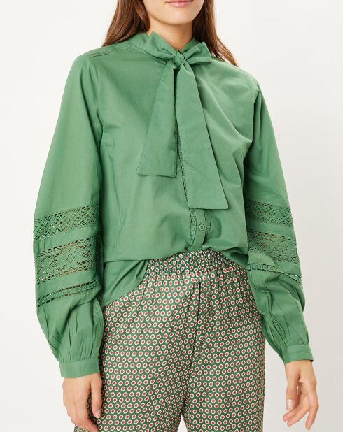 Chemise lavallière en Coton Juliette verte
