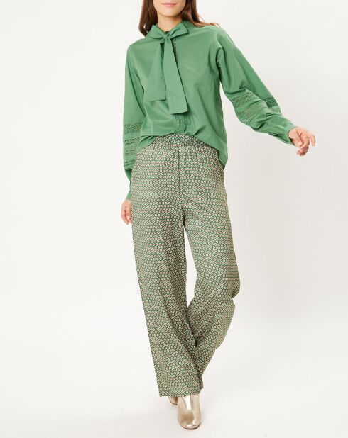 Chemise lavallière en Coton Juliette verte