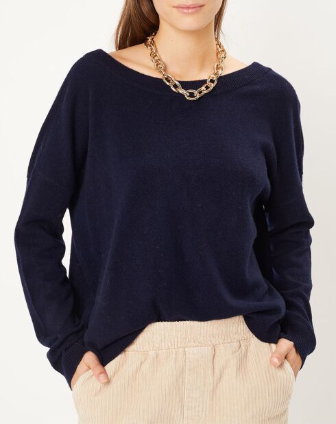 Pull/Gilet 100% Laine col V Florence nuit