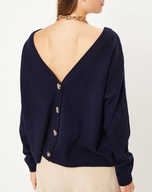 Pull/Gilet 100% Laine col V Florence nuit