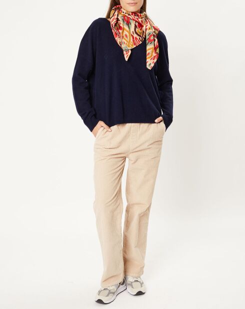 Pull/Gilet 100% Laine col V Florence nuit