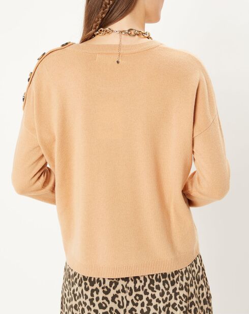 Pull 100% Laine col rond Florence camel