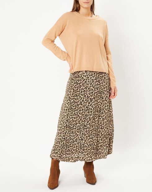 Pull 100% Laine col rond Florence camel