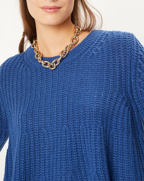 Pull évasé en Laine & Alpaga mélangés Théodore bleu