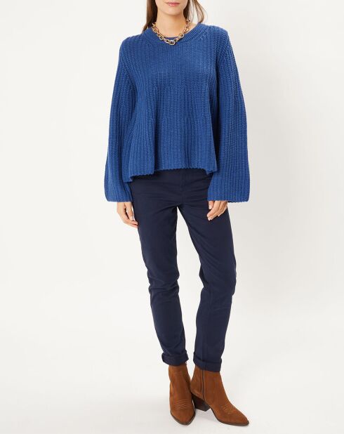 Pull évasé en Laine & Alpaga mélangés Théodore bleu