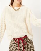 Maglione con bottoni Théodore in misto lana e alpaca ecrù