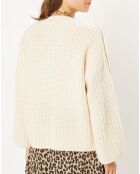 Maglione con bottoni Théodore in misto lana e alpaca ecrù