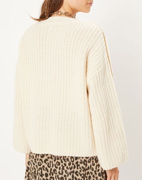 Maglione con bottoni Théodore in misto lana e alpaca ecrù