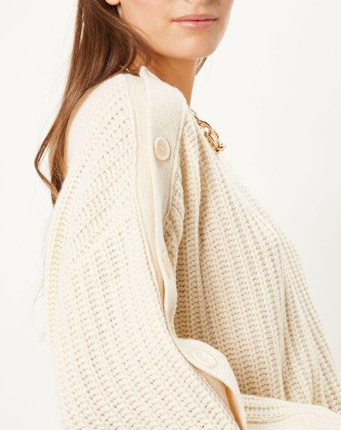 Maglione con bottoni Théodore in misto lana e alpaca ecrù