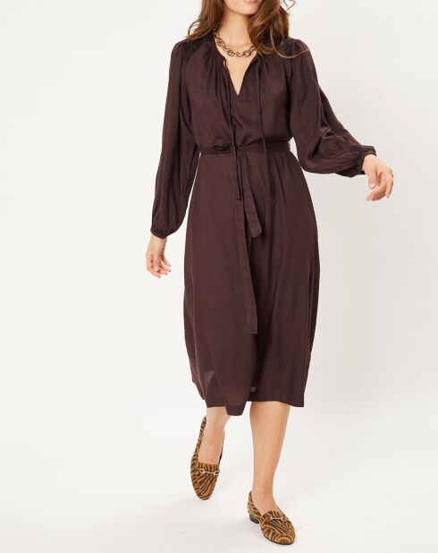 Robe smockée Paula marron