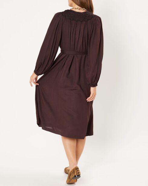Robe smockée Paula marron