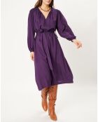 Robe longue smockée Paula violette