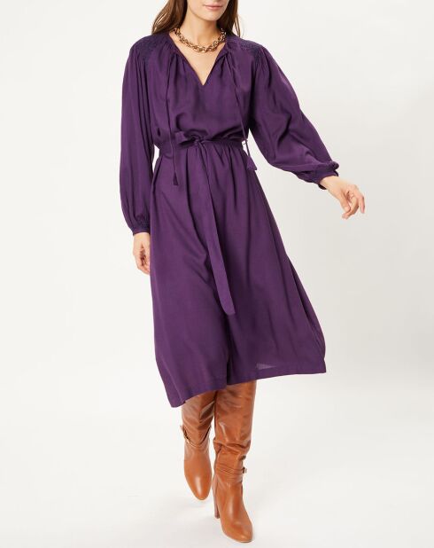 Robe longue smockée Paula violette