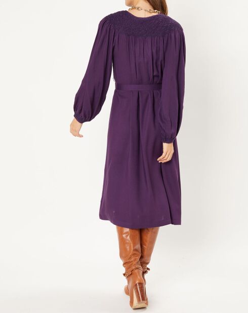 Robe longue smockée Paula violette