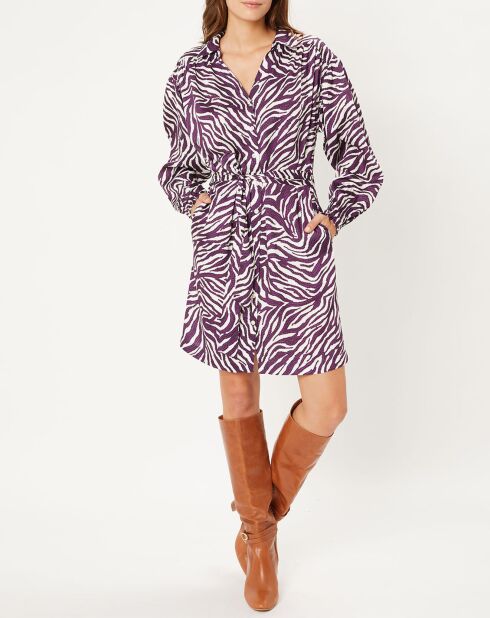Lena korte jurk met paars patroon