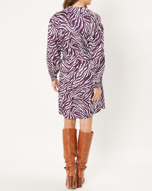 Lena korte jurk met paars patroon