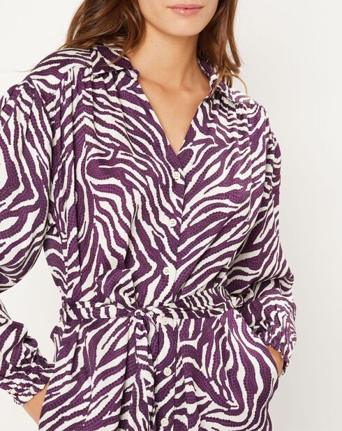 Lena korte jurk met paars patroon